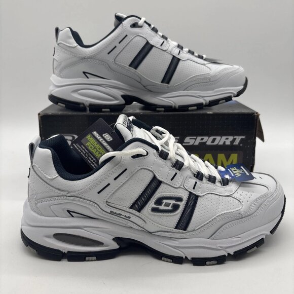 Skechers Vigor 2.0 Serpentine 51242EW/WNV White/Navy - Men’s US Size 10 Wide Fit - Picture 9 of 16